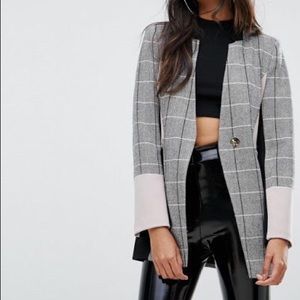 River Island Color Block Check Coat Blazer